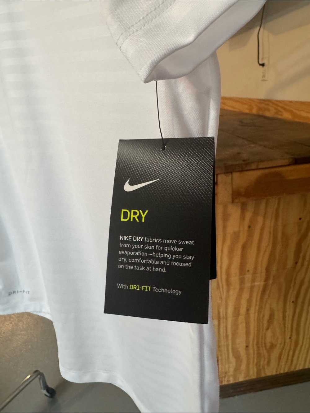 Nike White Men's Dri-FIT Polo with Gray Swoosh - Picture 5 of 7